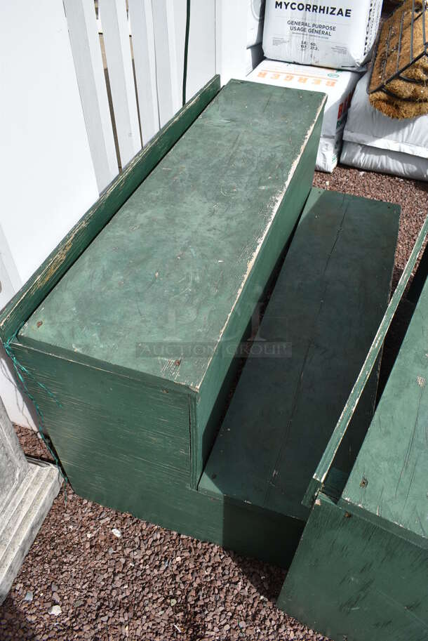 2 Green Wooden 2 Tier Stands. 42x24x23. 2 Times Your Bid! (greenhouse patio) - Image 3 of 4