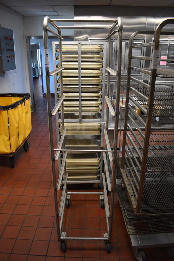 Metal Commercial Pan Transport Rack on Commercial Casters. 18x26x72. (kitchen)