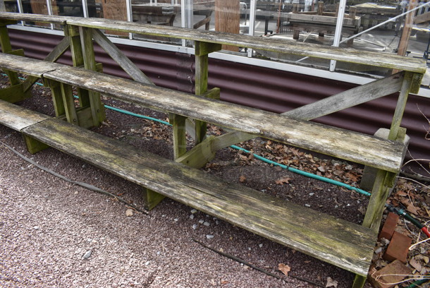 6 Wooden 3 Tier Benches. BUYER MUST REMOVE. 96x31x37. 6 Times Your Bid! (greenhouse patio) - Image 2 of 7