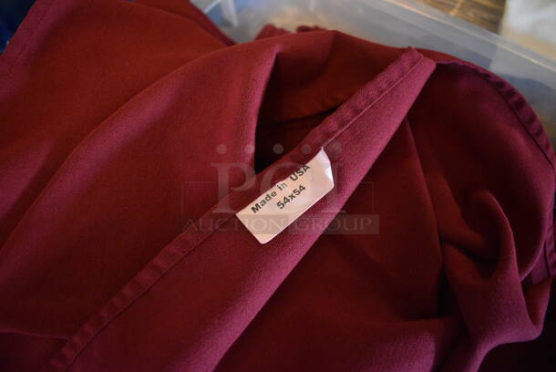 ALL ONE MONEY! Lot of Red Tablecloths in Clear Bin! 34x20x15. 54x54. (main dining room) - Image 4 of 5