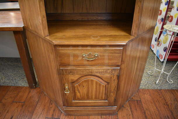 Wooden Cabinet w/ Drawer, Door and Shelves. 40x18x80. (gift shop) - Image 3 of 5