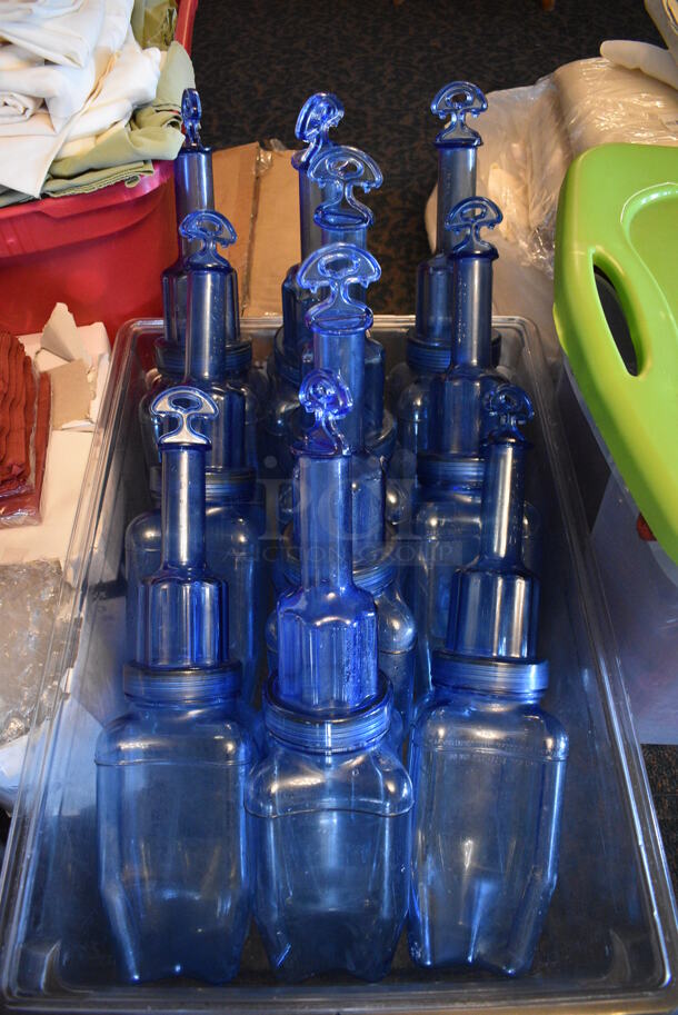 ALL ONE MONEY! Lot of 10 Blue Poly Rapid Cool Bottles in Clear Bin! 5x5x19. (main dining room)