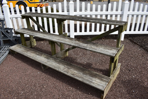 6 Wooden 3 Tier Benches. BUYER MUST REMOVE. 96x31x37. 6 Times Your Bid! (greenhouse patio) - Image 7 of 7