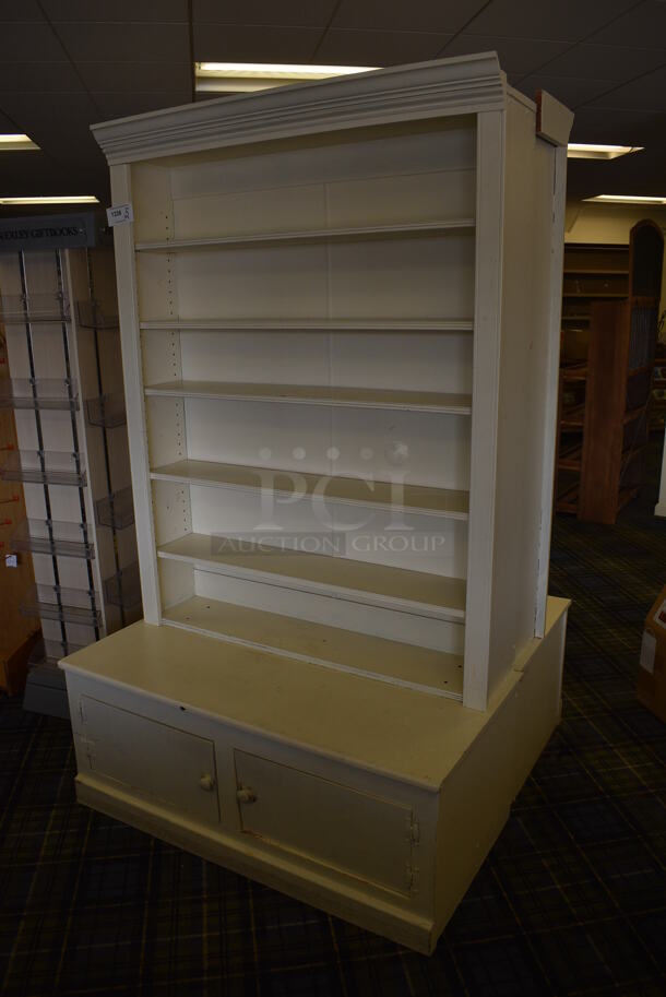 2 White Wooden Shelving Unit w/ 2 Doors. 47x23x78. 2 Times Your Bid! (blue retail store) - Image 2 of 5