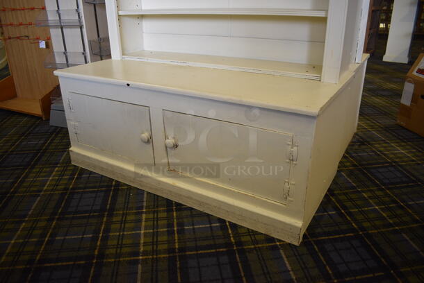 2 White Wooden Shelving Unit w/ 2 Doors. 47x23x78. 2 Times Your Bid! (blue retail store) - Image 3 of 5