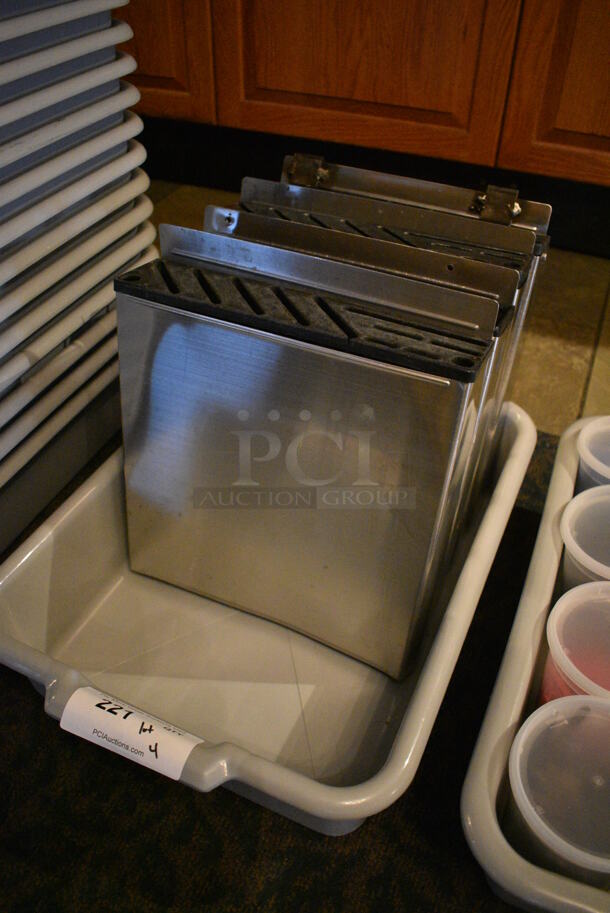 4 Metal Knife Holders in Gray Poly Bus Bin. 12x3x14. 4 Times Your Bid! (buffet) - Image 3 of 3