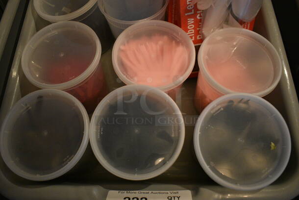 ALL ONE MONEY! Lot of Various Gloves and Food Stakes in Gray Poly Bus Bin! 15x22x5. (buffet) - Image 2 of 4
