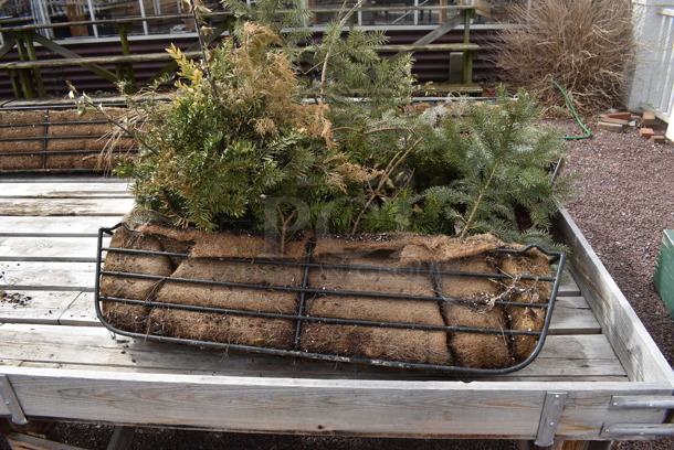 Wooden Stand w/ 6 Metal Planters. BUYER MUST REMOVE. 218x72x28.5. (greenhouse patio) - Image 2 of 5