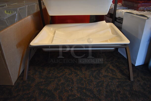 Metal 2 Tier Plate Stand w/ 2 Plates and 1 Dome Lid. 17.5x20x17. (main dining room) - Image 4 of 5