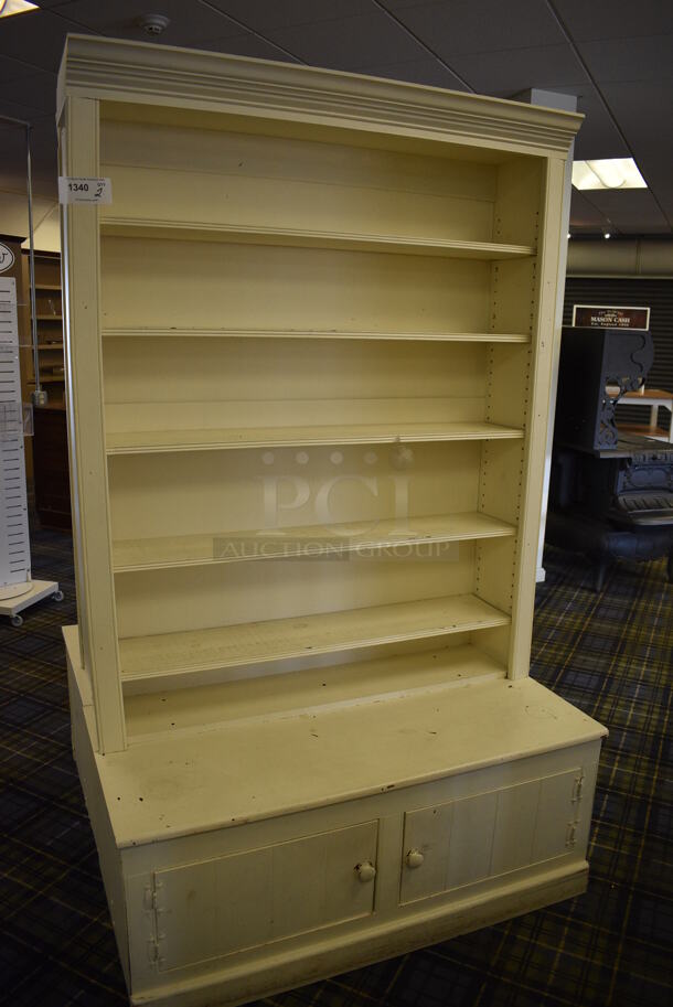 2 White Wooden Shelving Unit w/ 2 Doors. 47x23x78. 2 Times Your Bid! (blue retail store) - Image 2 of 4
