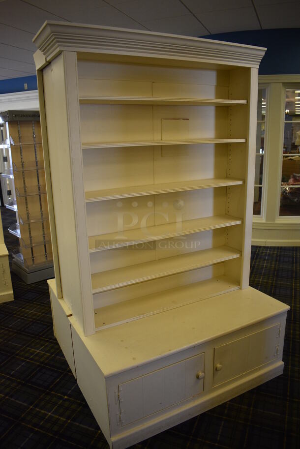 2 White Wooden Shelving Unit w/ 2 Doors. 47x23x78. 2 Times Your Bid! (blue retail store) - Image 4 of 4