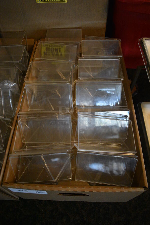 ALL ONE MONEY! Lot of 3 Boxes of Clear Poly Countertop Table Sign Holders! 4.5x4.5x6. (main dining room) - Image 3 of 5