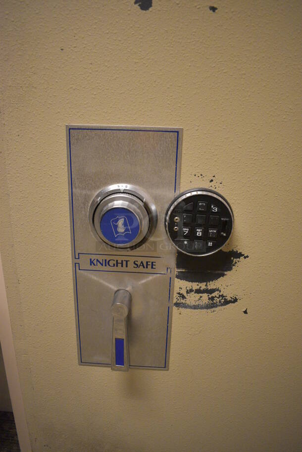 Knight Safe Tan Metal Single Compartment Safe. Comes w/ Combination! BUYER MUST REMOVE. 26x26.5x42.5. (office behind gift shop) - Image 4 of 6