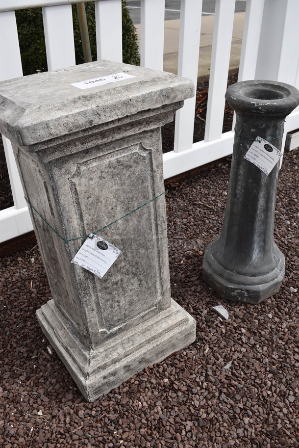 2 Various Stone Pedestals. 10x10x22, 11.5x11.5x26. 2 Times Your Bid! (greenhouse patio) - Image 2 of 5