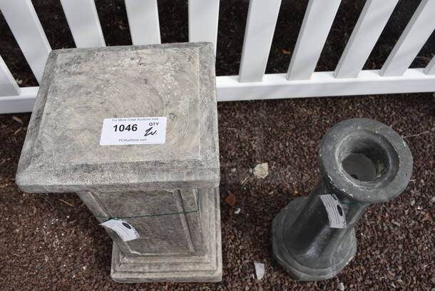 2 Various Stone Pedestals. 10x10x22, 11.5x11.5x26. 2 Times Your Bid! (greenhouse patio) - Image 5 of 5