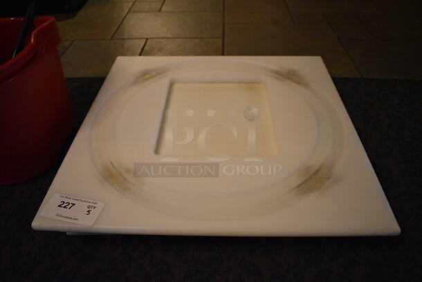 5 White Cutting Boards. 24x24x1, 19x20x1. 5 Times Your Bid! (buffet)