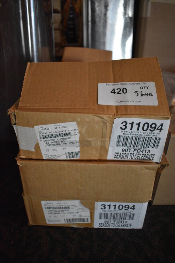 ALL ONE MONEY! Lot of 5 Boxes of Disposable Placemats; 3 Season To Celebrate and 2 Winter Scene. 14x10. (main dining room) - Image 6 of 6