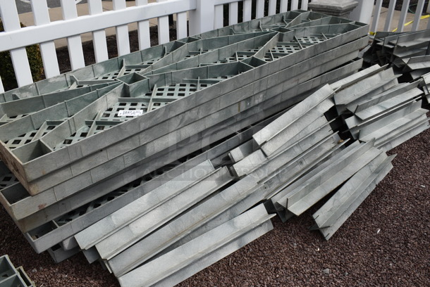 ALL ONE MONEY! Lot of Green Poly Pieces To Shelving Unit! Includes 95.5x24x3. (greenhouse patio) - Image 3 of 4
