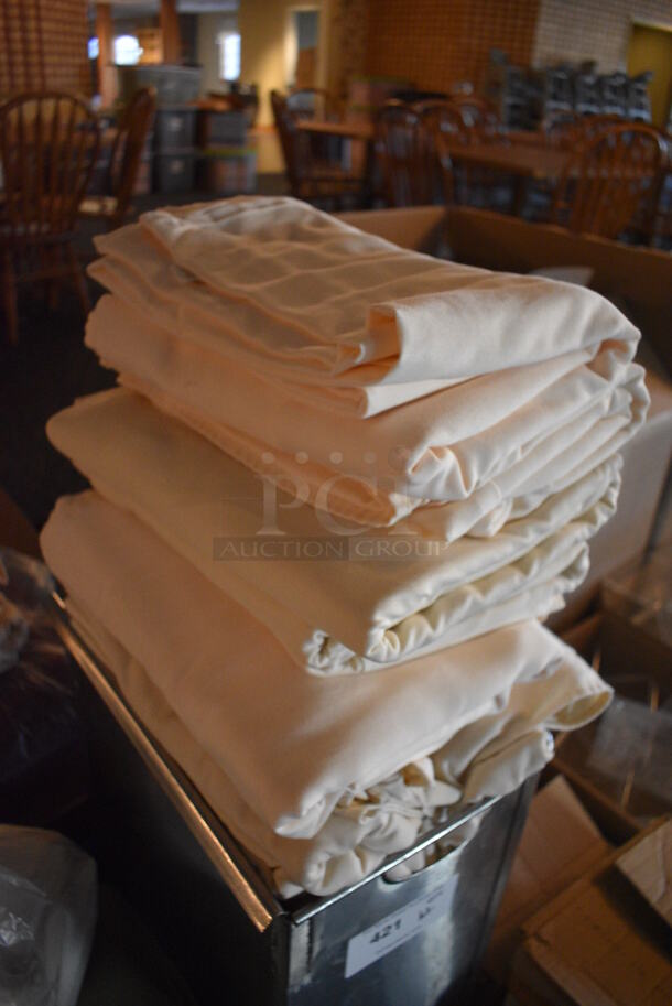ALL ONE MONEY! Lot of White Tablecloths in Metal Bin! 15x10x24. 54x120. (main dining room) - Image 2 of 4