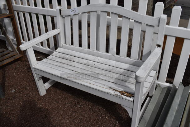 White Wooden Bench. 48x23x36. (greenhouse patio) - Image 2 of 4