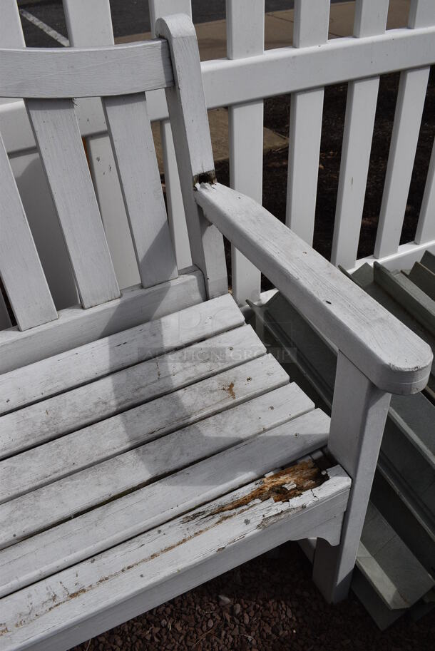 White Wooden Bench. 48x23x36. (greenhouse patio) - Image 3 of 4