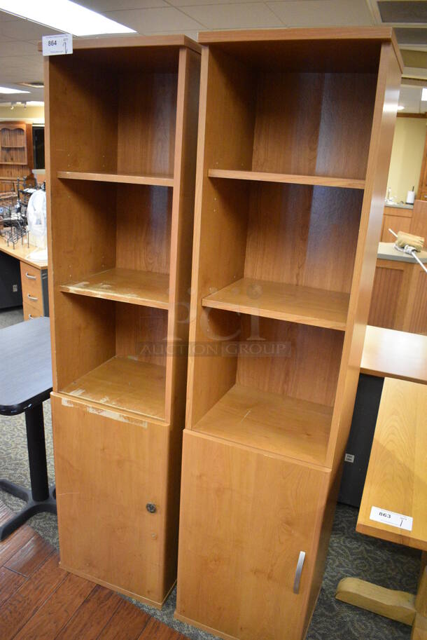 2 Wooden Cabinets w/ Door and Shelves. 18x16x73. 2 Times Your Bid! (gift shop) - Image 2 of 4