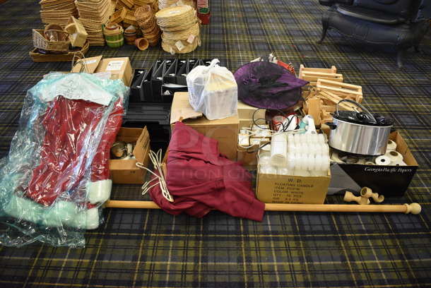 ALL ONE MONEY! Mega Lot of Various Items Including Santa Suit and Floating Candles! BUYER MUST REMOVE. (blue retail store) - Image 1 of 7