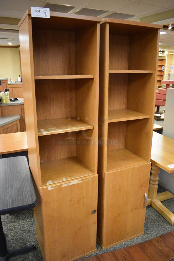 2 Wooden Cabinets w/ Door and Shelves. 18x16x73. 2 Times Your Bid! (gift shop) - Image 3 of 4