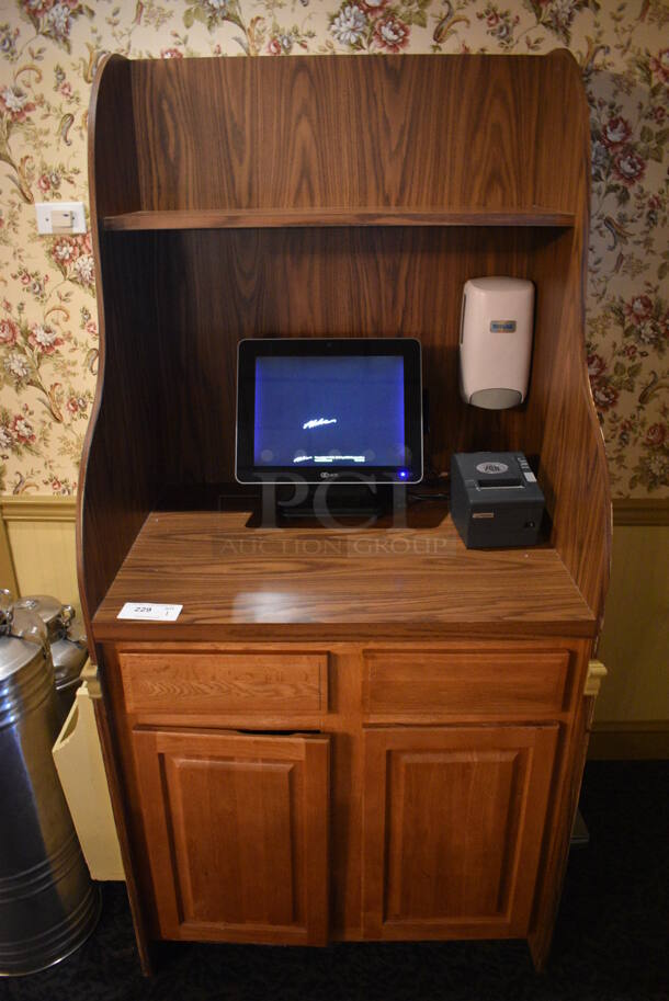 Wooden Cabinet w/ 2 Drawers, 2 Doors and Over Shelf. Does Not Include Contents. 39x26x73. (buffet)