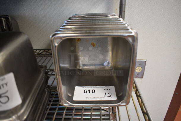 12 Stainless Steel 1/6 Size Drop In Bins. 1/6x6. 12 Times Your Bid! (drop in bin kitchen) - Image 3 of 3