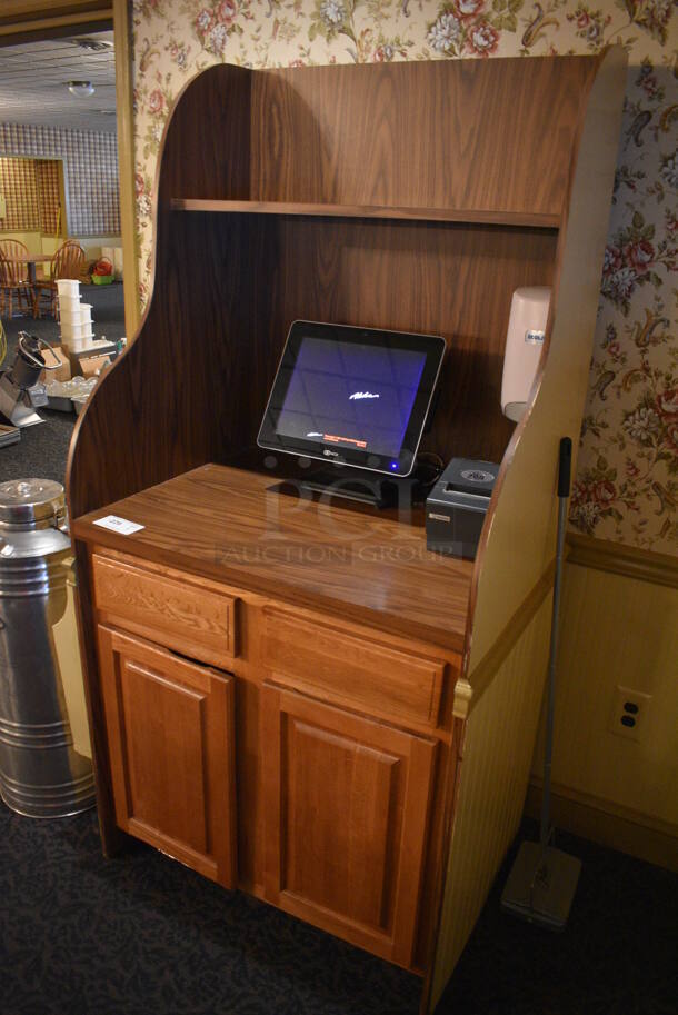 Wooden Cabinet w/ 2 Drawers, 2 Doors and Over Shelf. Does Not Include Contents. 39x26x73. (buffet) - Image 2 of 8