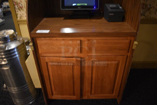 Wooden Cabinet w/ 2 Drawers, 2 Doors and Over Shelf. Does Not Include Contents. 39x26x73. (buffet) - Image 3 of 8