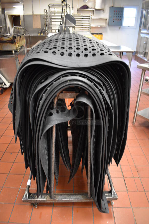 Metal Commercial Rack w/ 28 Black Anti Fatigue Floor Mats on Commercial Casters. 42x28x41 Cart. (kitchen) - Image 3 of 5
