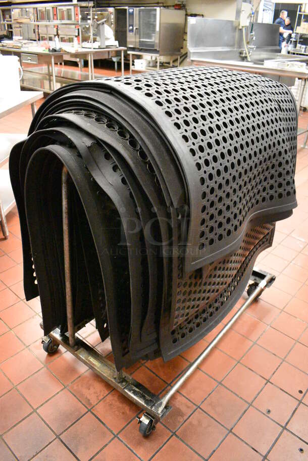 Metal Commercial Rack w/ 28 Black Anti Fatigue Floor Mats on Commercial Casters. 42x28x41 Cart. (kitchen) - Image 4 of 5