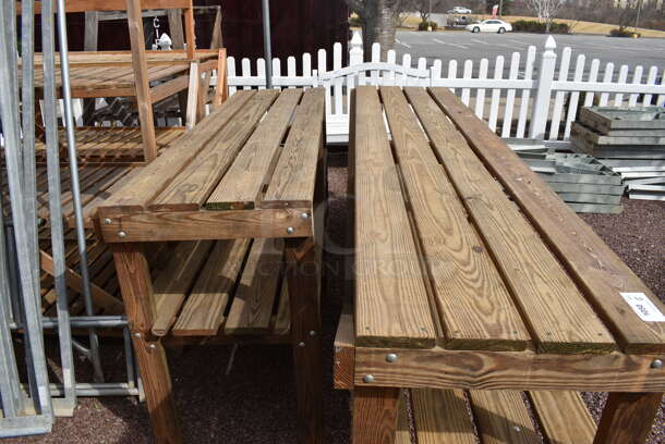 2 Wooden 2 Tier Stands. 110x25.5x36, 90x25.5x37. 2 Times Your Bid! (greenhouse patio) - Image 3 of 3