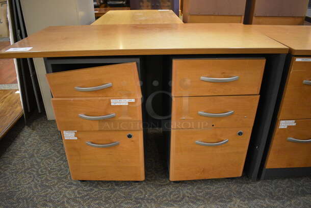 2 Various Wooden Units; Desk w/ 6 Drawers and 2 Drawer Filing Cabinet. 35.5x23.5x30, 48x23.5x30. 2 Times Your Bid! (gift shop) - Image 2 of 5