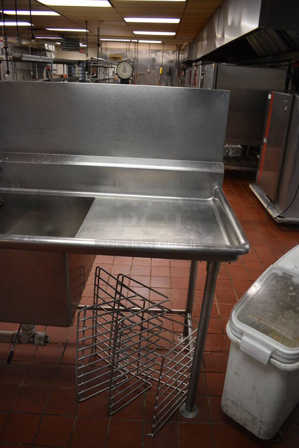 Stainless Steel Commercial 2 Bay Sink w/ Dual Drainboards, Faucets, Handles and Back Splash. Does Not Include Contents. BUYER MUST REMOVE. 105x64x56. Bays 24x24x14. Drainboards 62x30x38, 24x26x2. (kitchen) - Image 4 of 6