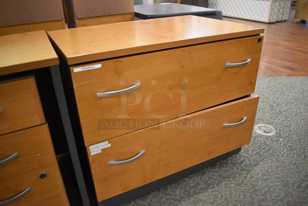 2 Various Wooden Units; Desk w/ 6 Drawers and 2 Drawer Filing Cabinet. 35.5x23.5x30, 48x23.5x30. 2 Times Your Bid! (gift shop) - Image 3 of 5