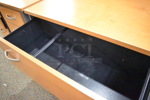 2 Various Wooden Units; Desk w/ 6 Drawers and 2 Drawer Filing Cabinet. 35.5x23.5x30, 48x23.5x30. 2 Times Your Bid! (gift shop) - Image 5 of 5