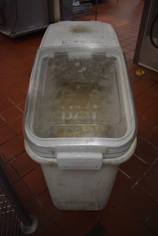 White Poly Ingredient Bin on Commercial Casters. 13x30x28. (kitchen)