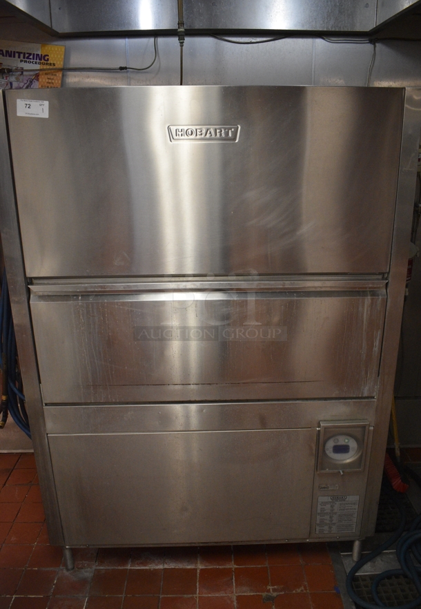 Hobart Stainless Steel Commercial Pot and Pan Prep Washer. Goes GREAT w/ Lot 73! BUYER MUST REMOVE. 56x37x78. Unit Was In Working Condition When Restaurant Closed. (kitchen)