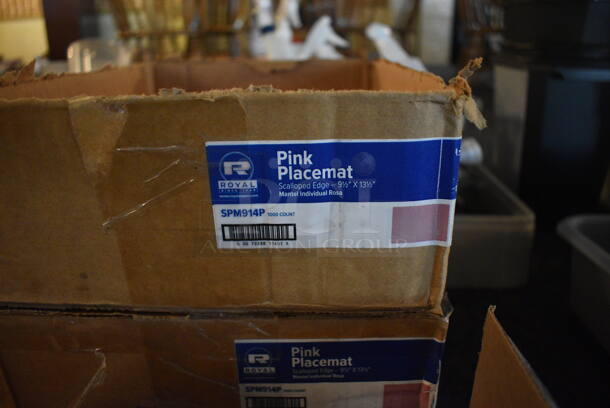 ALL ONE MONEY! Lot of 4 Boxes of Disposable Placemats. Pink and Holly. 14x10. (main dining room) - Image 4 of 4