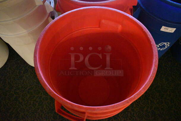 6 Red Poly Trash Cans. 26x22x27. 6 Times Your Bid! (buffet) - Image 3 of 3