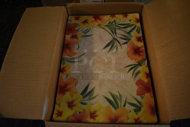 ALL ONE MONEY! Lot of 4 Boxes of Disposable Placemats. Flowers, Green and Maroon. 14x10. (main dining room) - Image 2 of 6