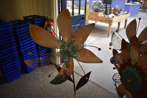 Black Metal Stand w/ 3 Wind Spinners. Includes 12x1x49. (garden center) - Image 2 of 4