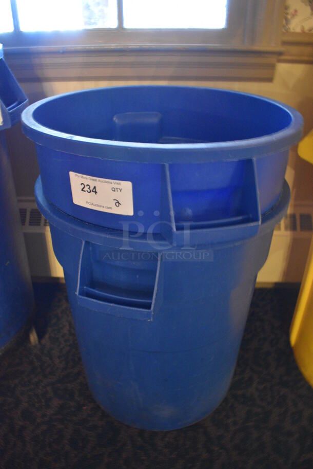 2 Blue Poly Trash / Recycling Cans. 22x19.5x22.5. 2 Times Your Bid! (buffet) - Image 1 of 3