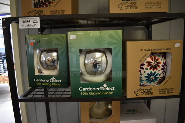Black Metal 4 Tier Shelf w/ Various Gazing Globes. BUYER MUST REMOVE. 36x20x67. (garden center) - Image 3 of 6