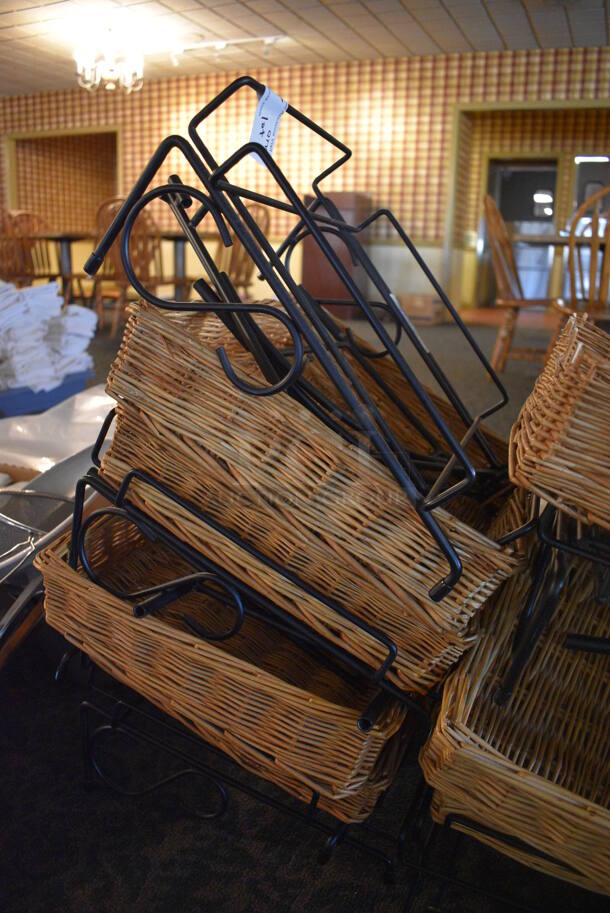ALL ONE MONEY! Lot of Black Metal Stands w/ Baskets! Includes 14x14x4. (main dining room) - Image 3 of 4