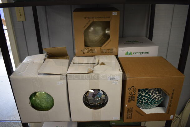 Black Metal 4 Tier Shelf w/ Various Gazing Globes. BUYER MUST REMOVE. 36x20x67. (garden center) - Image 4 of 6