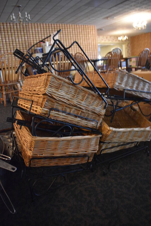 ALL ONE MONEY! Lot of Black Metal Stands w/ Baskets! Includes 14x14x4. (main dining room) - Image 4 of 4